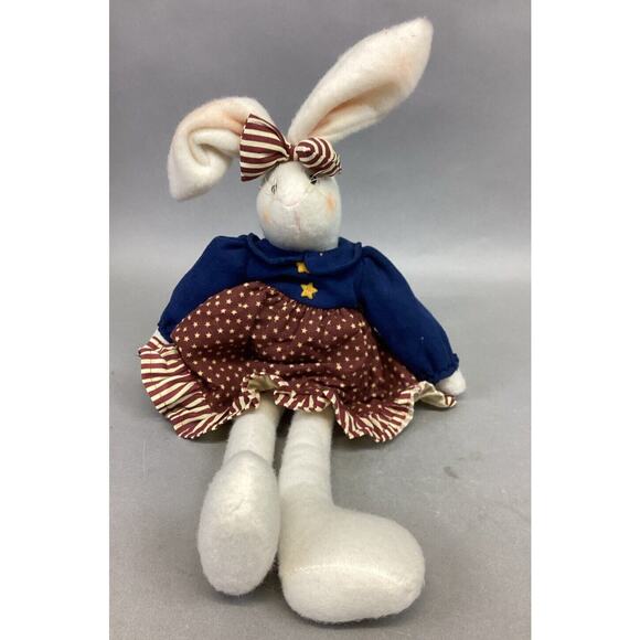 VTG Artisan Flair Miss Elle’s Patriotic Dress Plush Rabbit - 16.5” - Picture 1 of 14